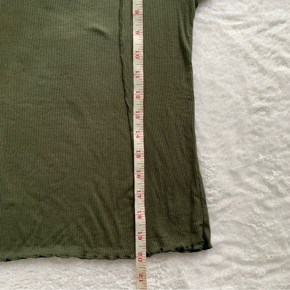 Mango Ribbed Deep Hunter Green Long Sleeve Tee | Medium - Picture 7 of 7